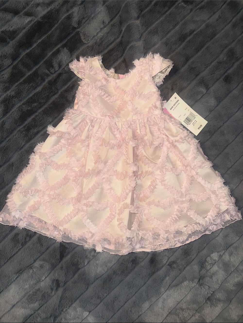 Rare Editions Baby Pink Ruffled Heart Dress